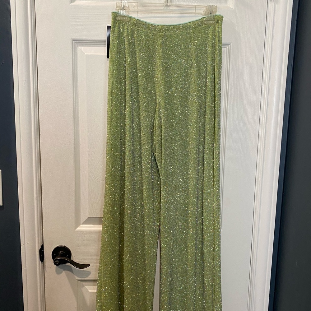 Veronique Young Sparkly Green High Waisted Pants